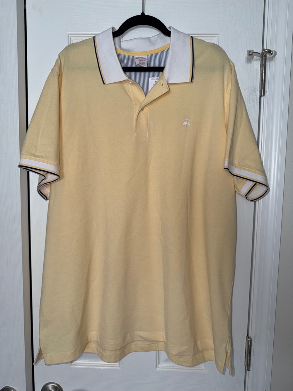 Brooks Brothers Yellow Polo with White Trim